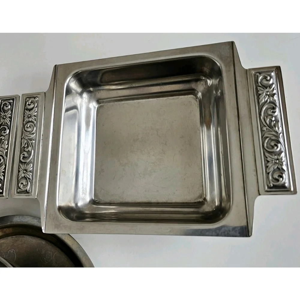 Vintage International Decorator Japan Stainless Steel Serving Dish Set w Handles